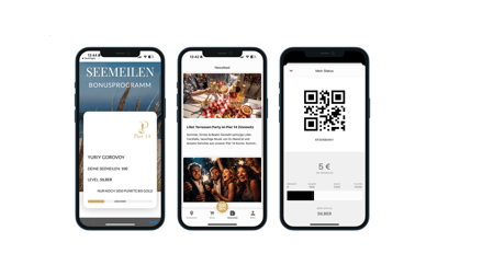 Drei Screenshots der Convercus Loyality Software