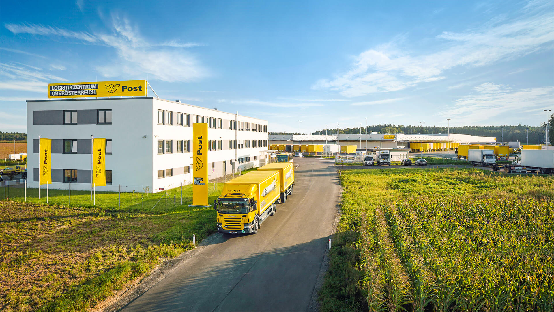 Österreichische Post building with truck